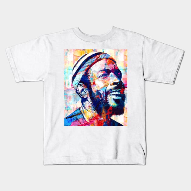 Marvin Gaye Abstract Paintings Kids T-Shirt by AnKa Art